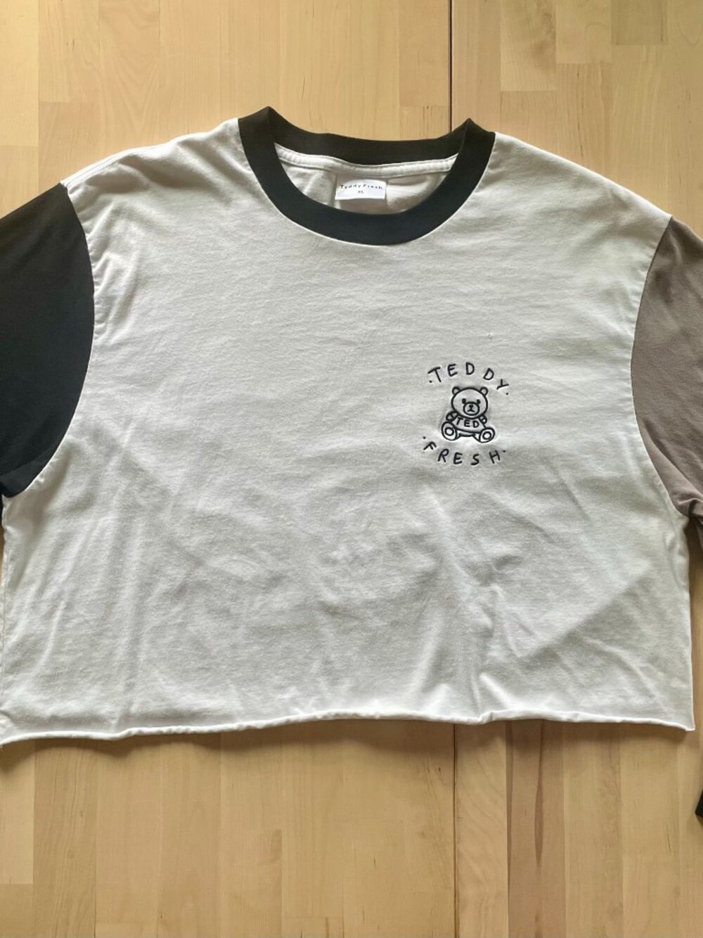 Teddy Fresh Unisex Monochrome Colorblock Cropped Long Sleeve Shirt sz XL *READ*